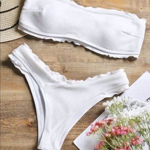 White strapless bathing suit